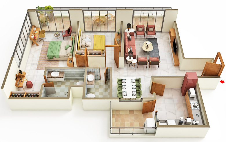2 BHK Floorplan
