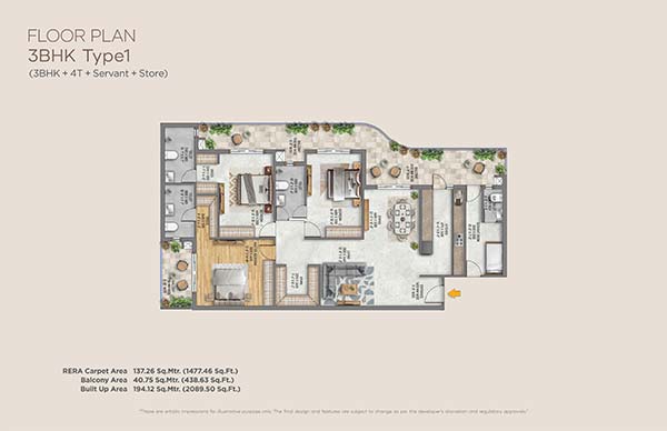 3 BHK Floorplan