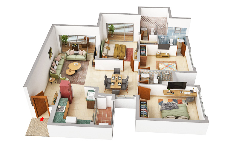 3 BHK Floorplan