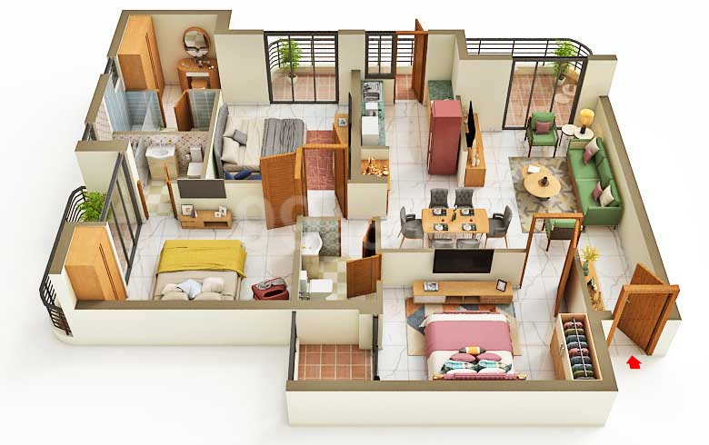 3 BHK Floorplan